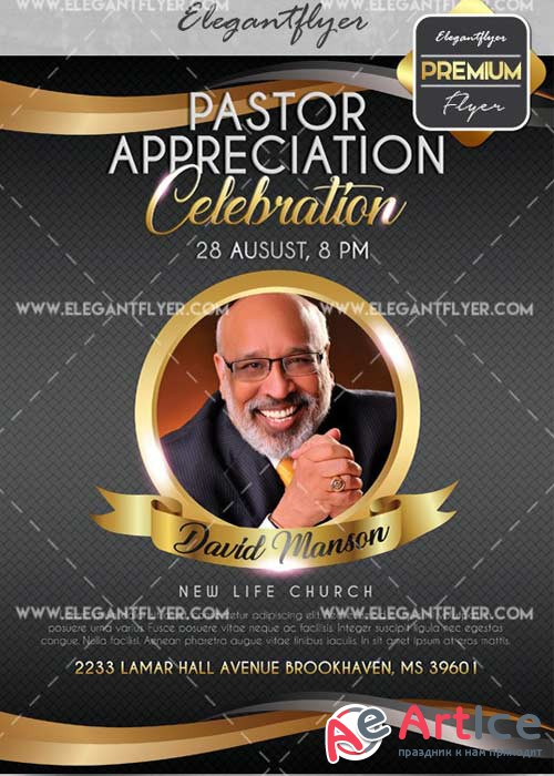 Pastor Appreciation V19 Flyer PSD Template + Facebook Cover