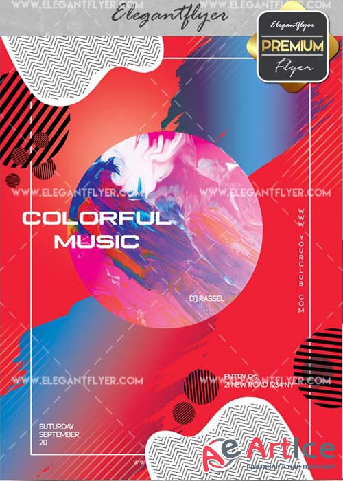 Colorful Music V14 Flyer PSD Template + Facebook Cover