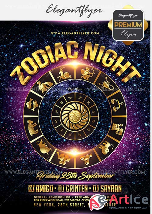 Zodiac Night V5 Flyer PSD Template + Facebook Cover