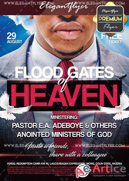 Flood Gates Of Heaven V1 Flyer PSD Template + Facebook Cover