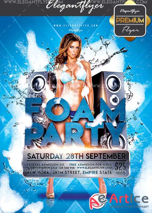 Foam Party V02 Flyer PSD Template + Facebook Cover