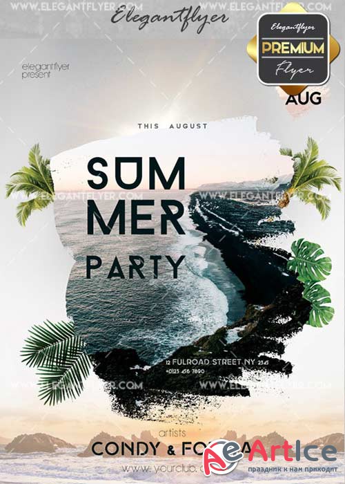 Summer Party Flyer PSD V42 Template + Facebook Cover