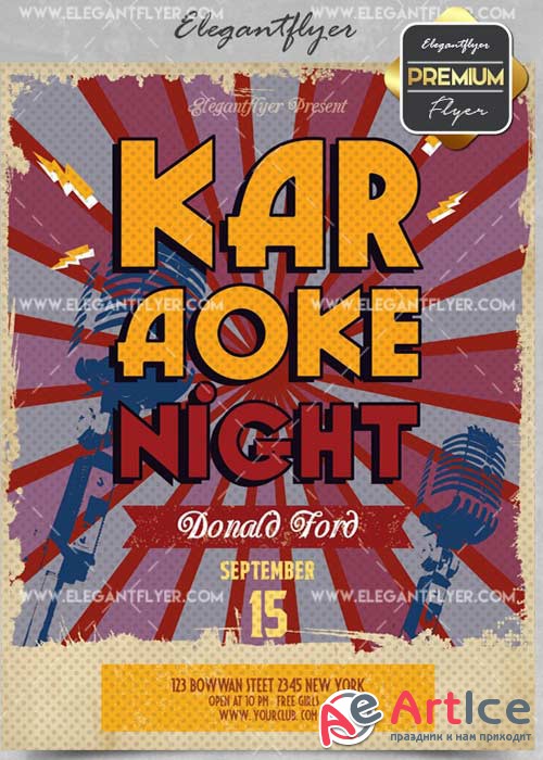 Karaoke Night V42 Flyer PSD Template + Facebook Cover