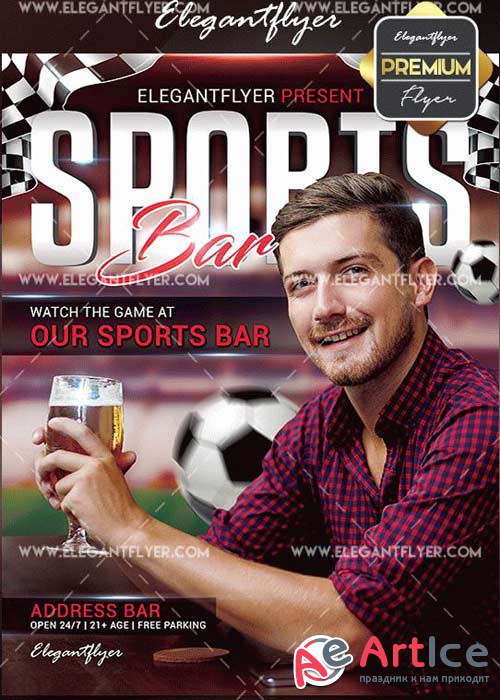 Sports Bar V2 Flyer PSD Template + Facebook Cover