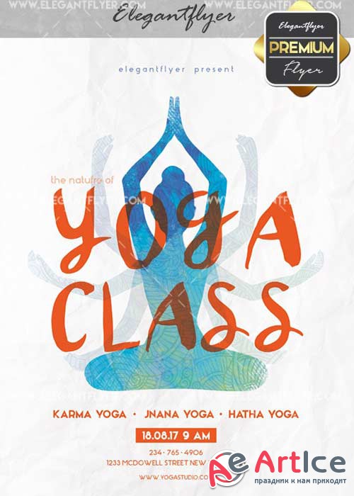 Yoga Class V16 Flyer PSD Template + Facebook Cover