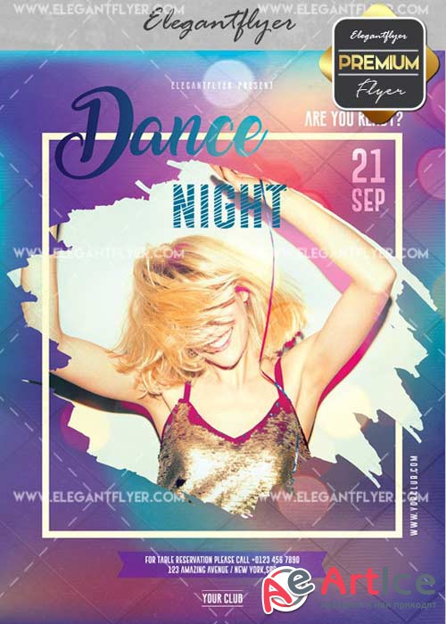 Dance Night V14 Flyer PSD Template + Facebook Cover