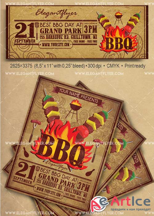 BBQ Flyer Template V25 Flyer PSD Template + Facebook Cover