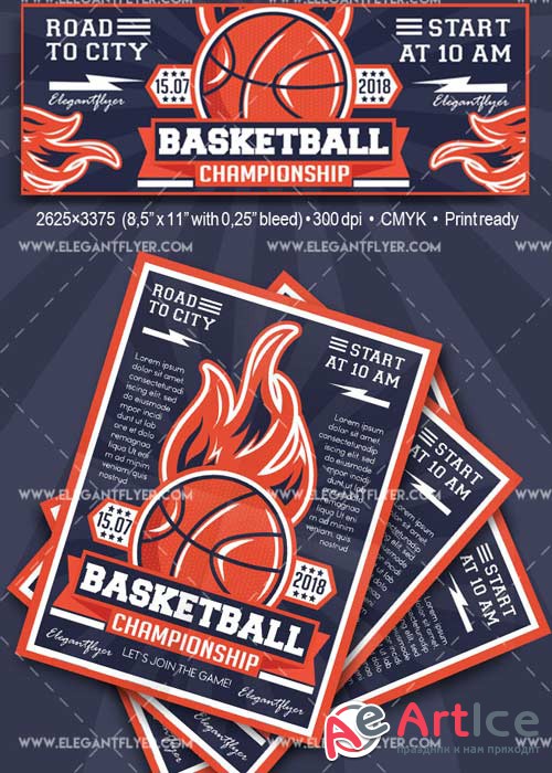 Basketball Flyer templates V19 Flyer PSD Template + Facebook Cover