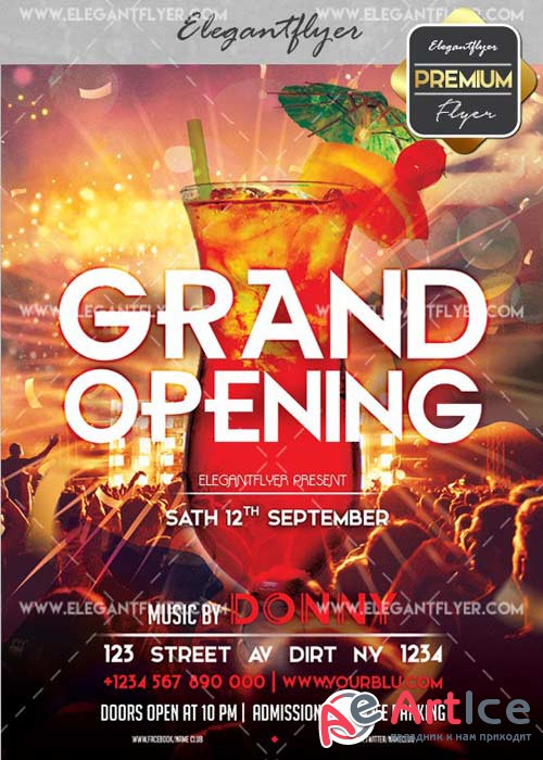 Grand Opening V42 Flyer PSD Template + Facebook Cover