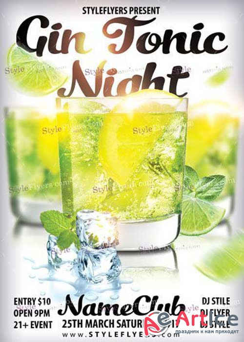 Gin Tonic Night PSD Flyer Template