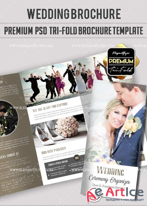 Wedding V34 Premium Tri-Fold PSD Brochure Template