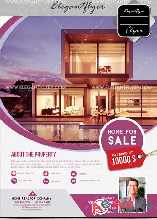 Home for Sale V1 Flyer PSD Template + Facebook Cover