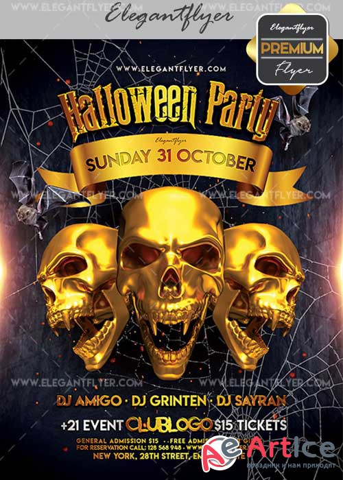 Halloween Party V02 Flyer PSD Template + Facebook Cover