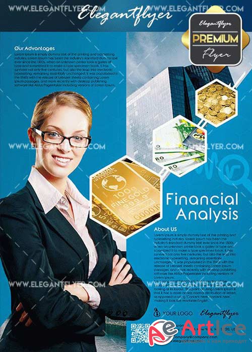 Financial Analysis V3 Flyer PSD Template + Facebook Cover