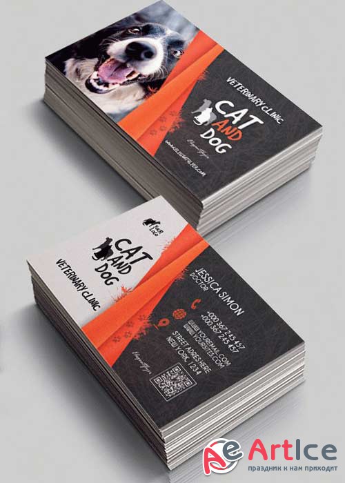 Veterinary Clinic V3 Premium Business Card Templates PSD