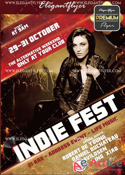 Indie Fest V18 Flyer PSD Template + Facebook Cover