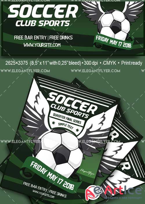 Soccer V29 Flyer PSD Template + Facebook Cover