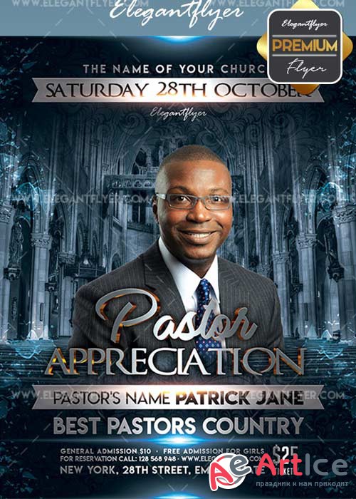 Pastor Appreciation V28 Flyer PSD Template + Facebook Cover