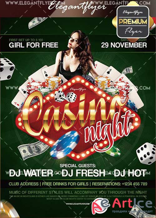 Casino Night V19 Flyer PSD Template + Facebook Cover