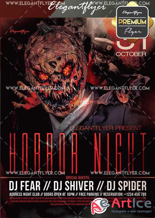 Horror Night V20 Flyer PSD Template + Facebook Cover