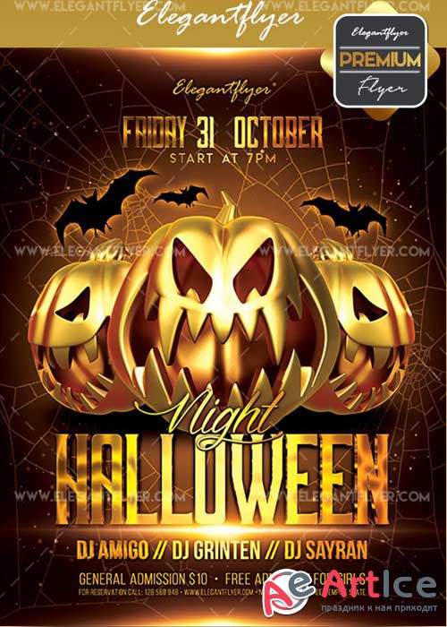 Halloween Night V04 2017 Flyer PSD Template + Facebook Cover