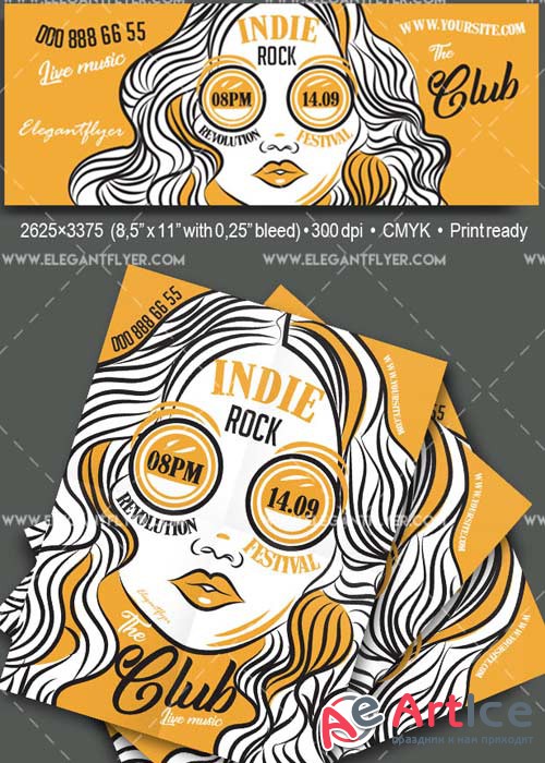 Indie Rock V19 Flyer PSD Template + Facebook Cover