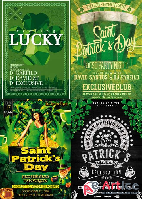 St. Patrick's Day 4in1 V1 Flyer Template