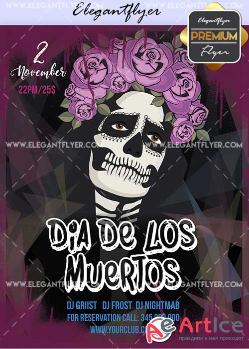 Dia De Los Muertos Party V19 2017 Flyer PSD Template + Facebook Cover