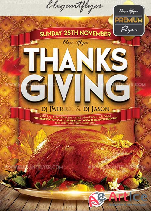 Thanksgiving 2017 V27 Flyer PSD Template + Facebook Cover