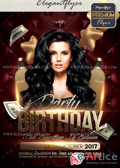 Birthday Party V44 Flyer PSD Template + Facebook Cover