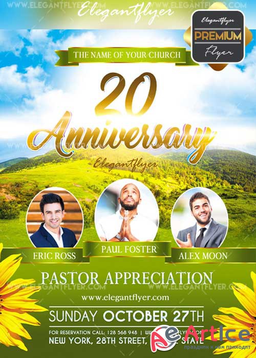 Pastor Appreciation V23 Flyer PSD Template + Facebook Cover