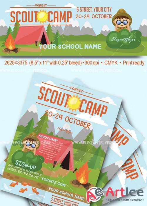 Scout Camp V9 Flyer PSD Template + Facebook Cover