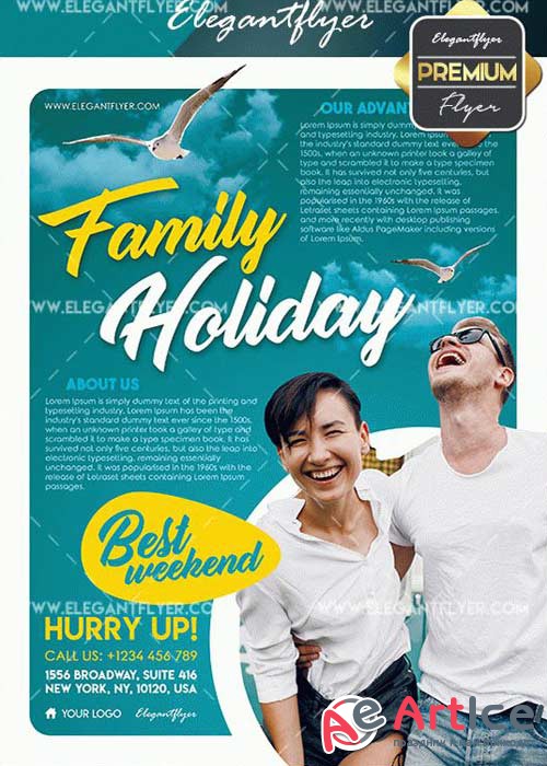 Family Holiday V5 Flyer PSD Template + Facebook Cover