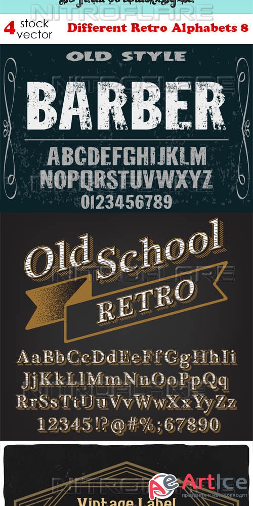 Vectors - Different Retro Alphabets 8