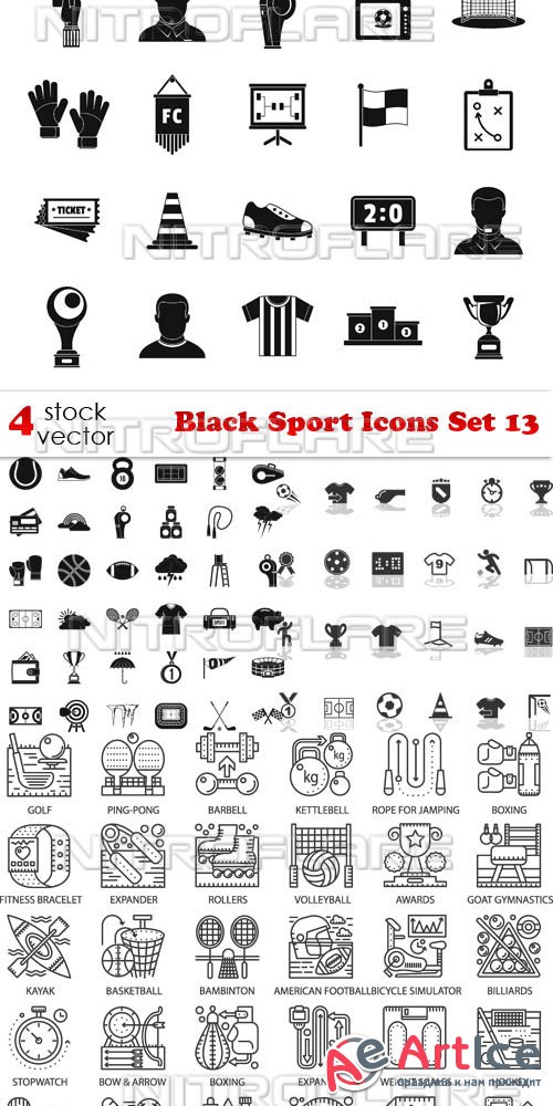 Vectors - Black Sport Icons Set 13