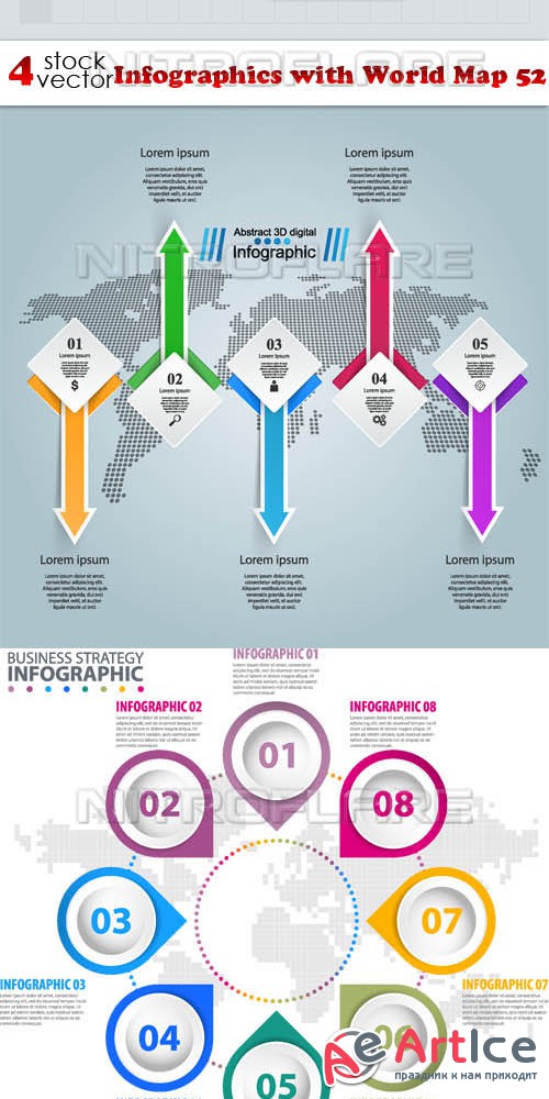 Vectors - Infographics with World Map 52