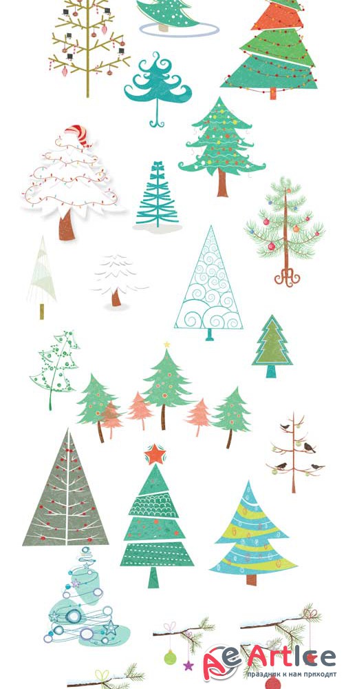 Xmas Super Premium Winter Elements - Christmas vector trees V1