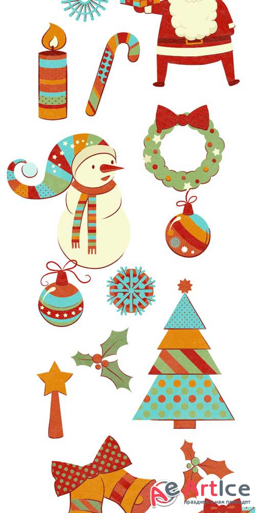 Winter Elements Vintage - Stock Vector