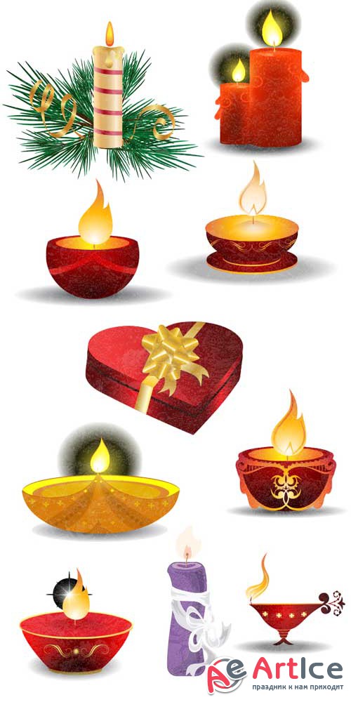 Christmas vector candles - Stock Vector