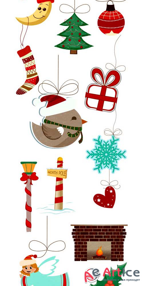 Christmas Vector Ornaments Set 2 - Stock Vector