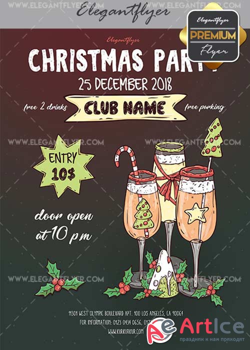 Christmas Party V22 Flyer PSD Template + Facebook Cover