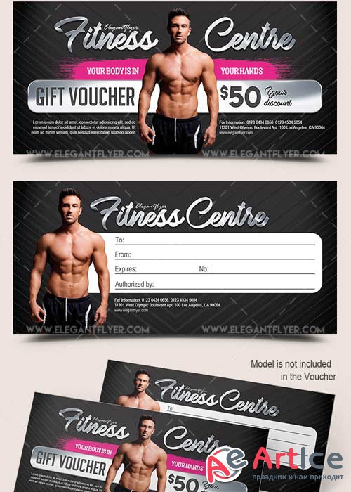 Fitness Centre V2 Premium Gift Certificate PSD Template