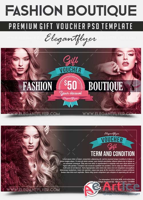 Fashion Boutique V1 Premium Gift Certificate PSD Template