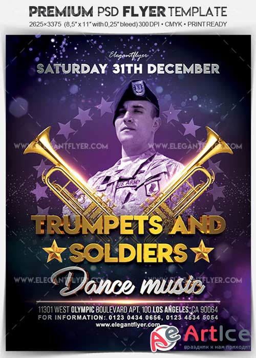 Trumpets and Soldiers V1 Flyer PSD Template + Facebook Cover