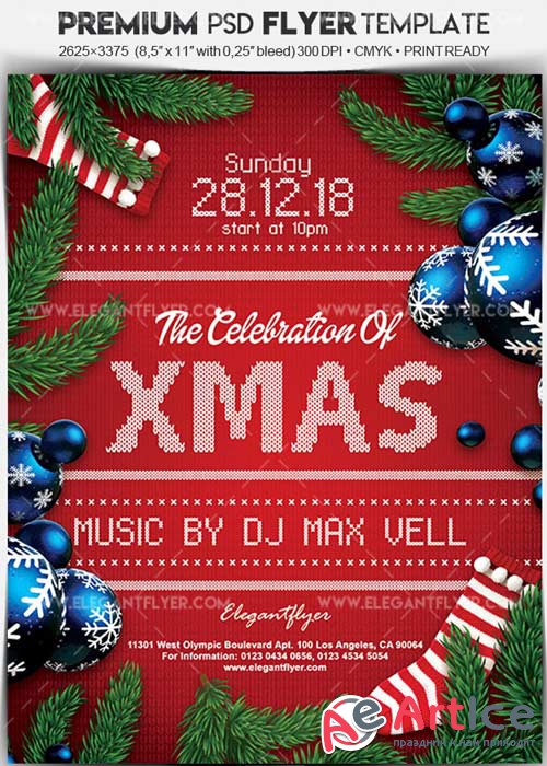 The Celebration Of Christmas V7 Flyer PSD Template + Facebook Cover