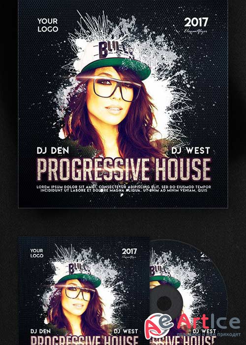 Progressive House V3 Premium CD Cover PSD Template