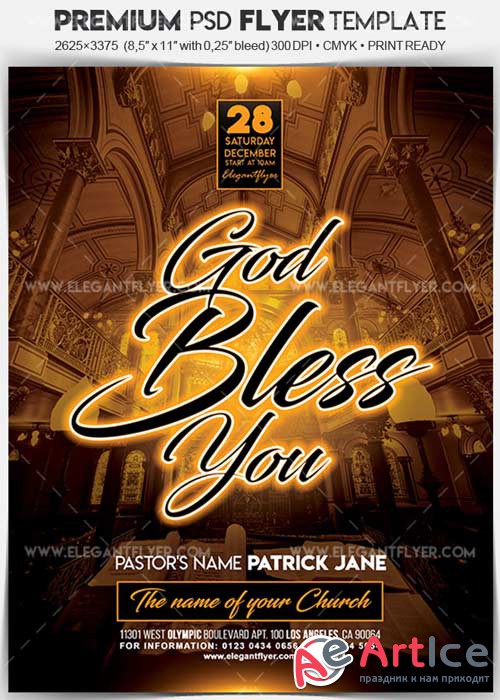 God Bless You V1 Flyer PSD Template + Facebook Cover