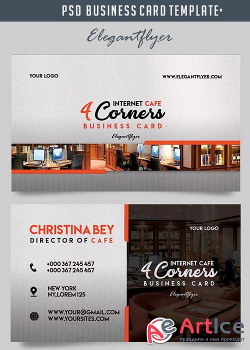 Internet Cafe V1 Business Card Templates PSD