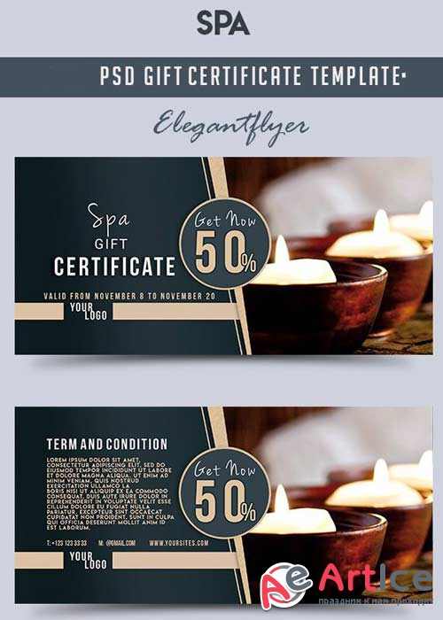 Spa V2 Gift Certificate PSD Template