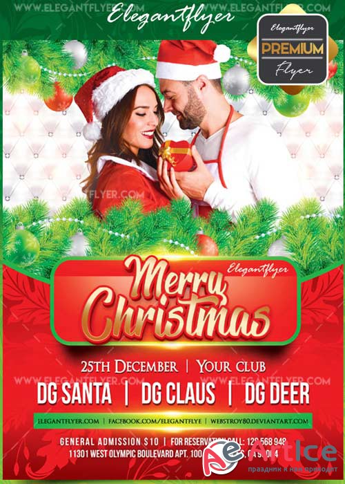 Merry Christmas V55 2017 Flyer PSD Template + Facebook Cover